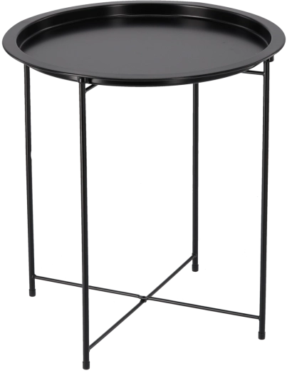 Mesa de centro redonda de hierro con recubrimiento en polvo 47 × 47 × 50,5 cm negra
