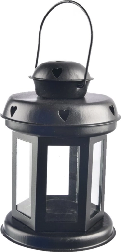 Farol negro de chapa con corazón