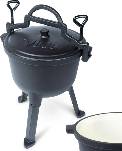 Caldero de hierro fundido esmaltado con patas y tapa CAST LINE 4 l