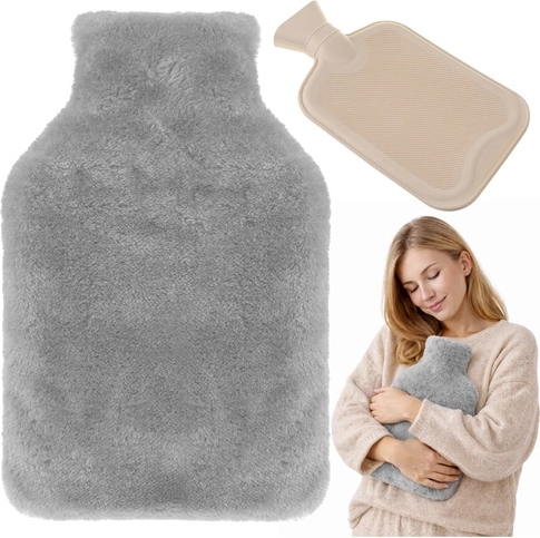 Bolsa de agua caliente de goma con funda de felpa 1,8 l RUHHY