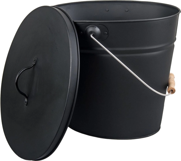 Recipiente para cenizas de 13 l – negro mate con tapa