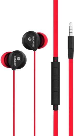 Auriculares intrauditivos rojos Sencor con micrófono