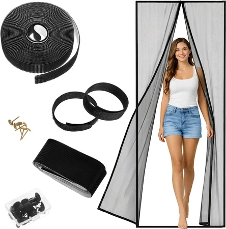 Mosquitera magnética para puerta 100 × 210 cm REPEST, negra