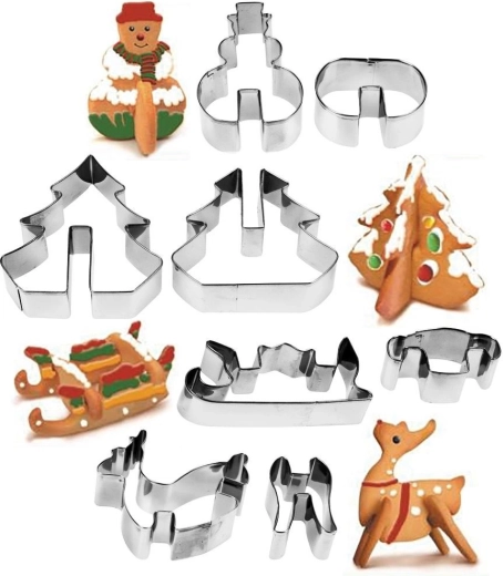 Cortadores 3D navideños de acero para galletas, 8 uds