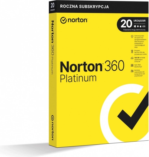 Norton 360 Platinum, 100 GB, 1 usuario, 20 dispositivos, 1 año