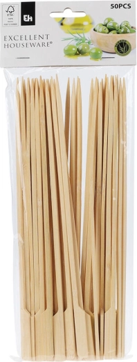 Brochetas de bambú para barbacoa con asa 25 cm (50 uds)