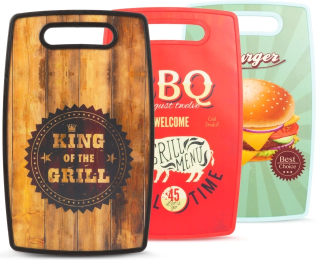 Tabla de cortar de plástico con motivo BBQ - 1 unidad