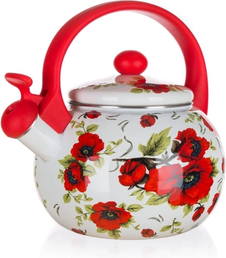 Tetera esmaltada silbante Poppy 2,2 l