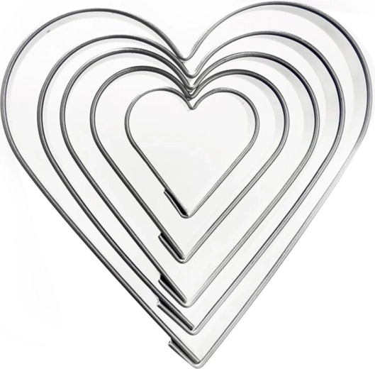 Juego de cortadores de acero inoxidable con forma de corazón, 5 uds