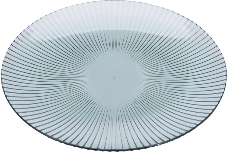 Plato/bandeja de servir redondo con rayas 20 cm, plástico transparente
