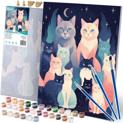 Pintura por números 40 × 50 cm Massido gatos sobre lienzo