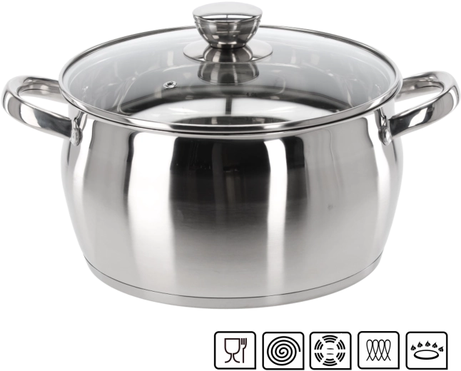 Olla de acero inoxidable Belly con tapa 5 l 24 cm