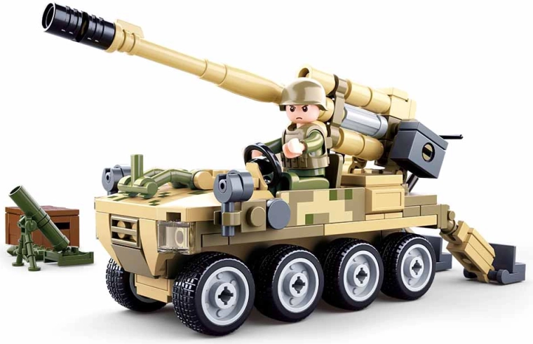 Juego de construcción SLUBAN army – cañón móvil 8x8 con mortero terrestre