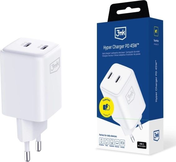 3MK Hyper Charger PD 45W GaN cargador de red blanco