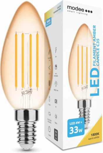 Bombilla LED de filamento Modee Amber Candle C35 E14 4 W regulable