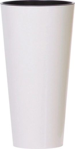 Maceta Tubus Slim con inserto de 40 cm, blanco brillante