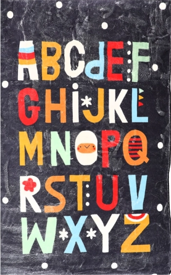 Alfombra infantil y tapete de juego 140 × 80 cm Alphabet – azul oscuro