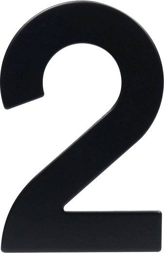 Número de casa 2, 95 mm, acero inoxidable, negro mate