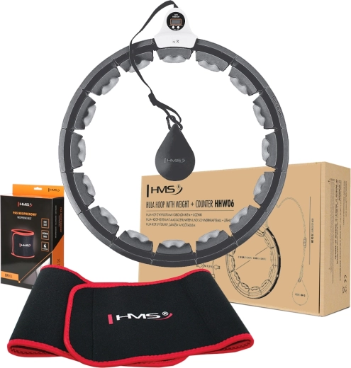 Set HMS: hula hoop inteligente de masaje con peso y contador + cinturón reductor de neopreno