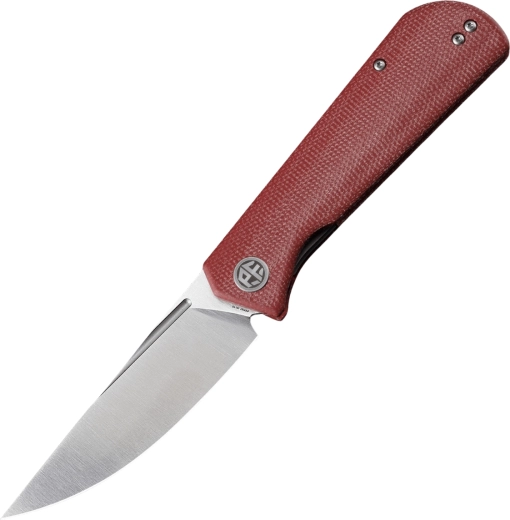 Petrified Fish Viking cuchillo de bolsillo plegable 9,2 cm satin micarta roja