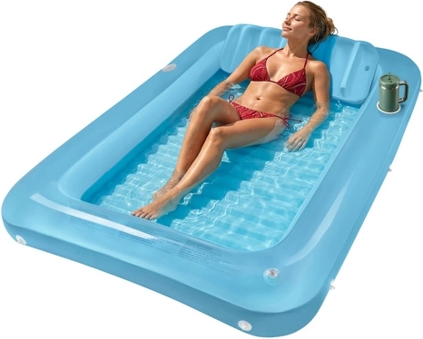 Colchón inflable de playa Trizand 210 × 140 cm con respaldo y portabebidas - 1 pieza