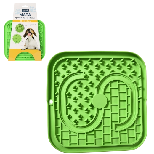 Cuenco de alimentación lenta para perros y gatos 20 × 20 × 1 cm verde