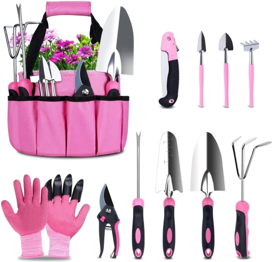 Juego de herramientas de jardín 11 piezas – rosa
