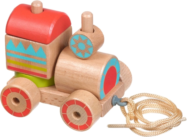 Lucy & Leo tren de madera de arrastre – rompecabezas, 6 piezas