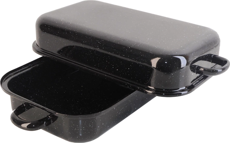 Asadera esmaltada con tapa BERYL 30 × 20 cm, 2,8 l – granito negro
