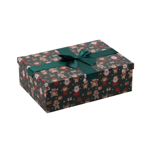 Caja de regalo navideña con lazo verde 26,5 × 18 × 7 cm - 1 pieza