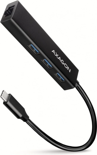 AXAGON HMC-GL3A hub USB-C multipuerto 4 en 1 con GLAN 5 Gb/s, cable de 20 cm
