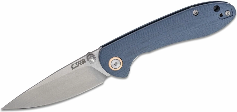 Navaja de bolsillo CJRB Feldspar Small, 7,6 cm, stonewash, gris, G10