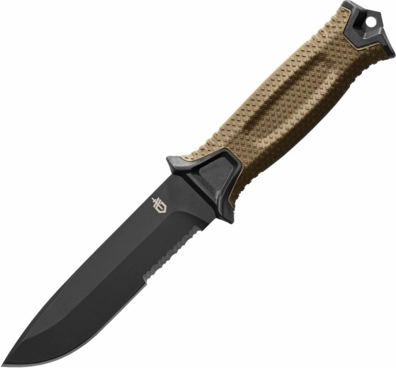 Cuchillo outdoor Gerber Strongarm 12,7 cm (parcialmente dentado), negro/coyote