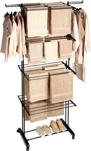 Tendedero vertical metálico con ruedas XXL 74,5 × 64 × 225 cm