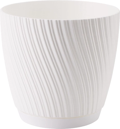 Maceta Mika Eco Recycled con plato 27 cm blanca