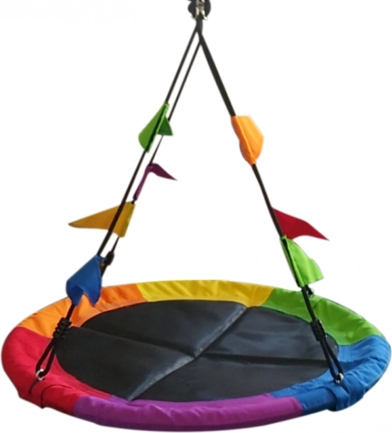 Columpio nido de pájaro con banderines de colores para niños