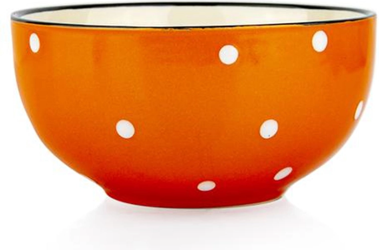 Cuenco de cerámica naranja con lunares blancos 490 ml, 13 cm