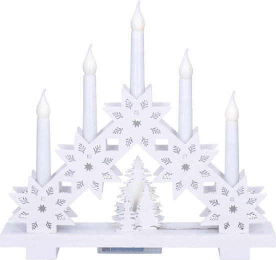 Solight candelabro navideño LED de madera con estrellas 30 cm