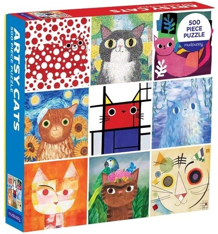 Puzzle Mudpuppy Gatos artísticos 500 piezas