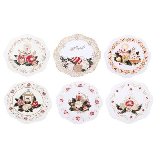 Servilletas redondas de papel navideñas con motivo «Boże Narodzenie» 28 cm (6 uds.)