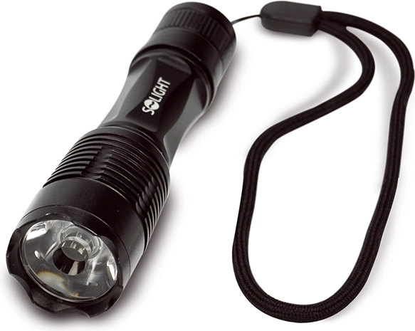 Linterna LED metálica pequeña Solight 50 lm negra, para AA - 1 unidad