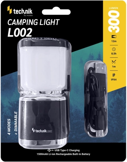 Linterna de camping Technik 300 lm con batería integrada y asa