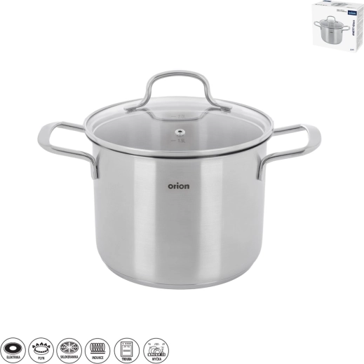 Olla de acero inoxidable Anett Glass 2,4 l con tapa de vidrio