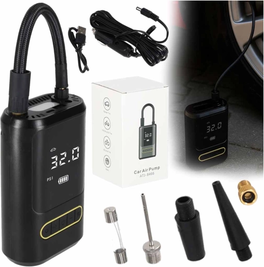 Bomba eléctrica portátil y mini compresor con powerbank USB‑C