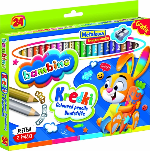 Set de lápices de colores redondos gruesos Bambino de 24 colores con sacapuntas
