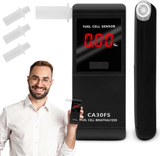 Alcoholímetro CA30FS con sensor electroquímico y boquillas