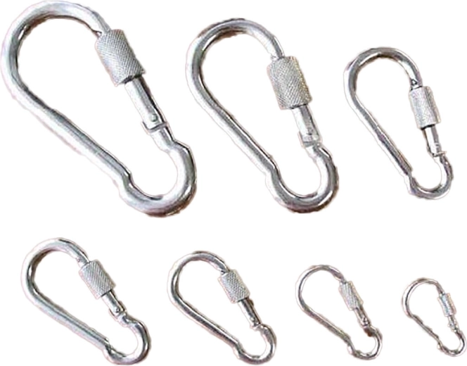 Mosquetón con tuerca de seguridad 40 mm, galvanizado, carga 80 kg (10 uds)