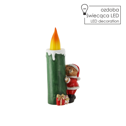 Decoración navideña LED osito con disfraz de Santa Claus - 1 pieza