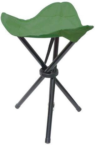 Taburete plegable de tres patas – silla de camping, carga máxima 80 kg, verde