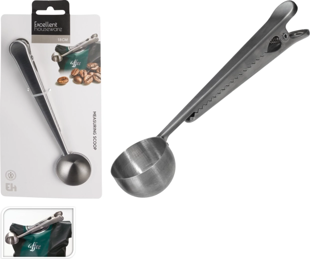 Cuchara medidora de café con clip – negro mate
